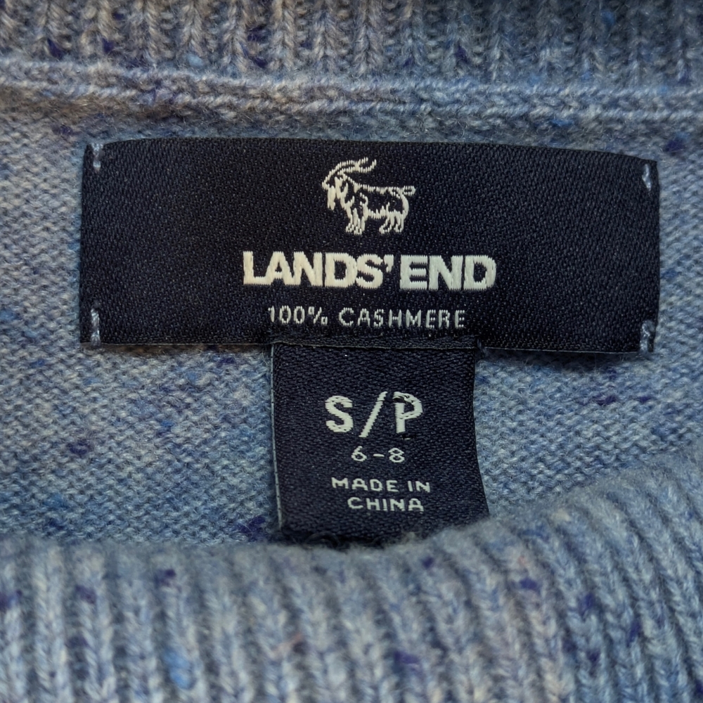 Lands' End Women's Light Blue Speckled Cashmere Turtleneck Sweater Soft Luxury S - Picture 4 of 11